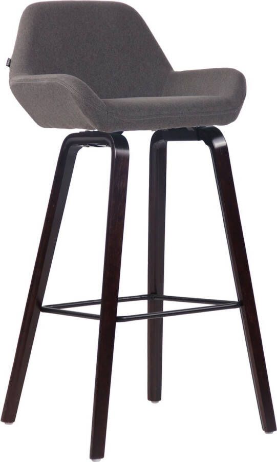 Inandoutdoormatch Luxe Barkruk Virginia Bruin Eiken Fineerhout Luxe Design Rugleuning Voetensteun Voor Keuken en Bar Gestoffeerde Zitting Vaderdag cadeau