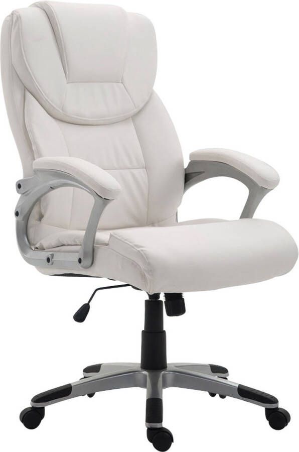 Inandoutdoormatch Luxe Bureaustoel Chiarina XL kunstleer Wit Op wielen Ergonomische bureaustoel Voor volwassenen In hoogte verstelbaar moederdag cadeautje