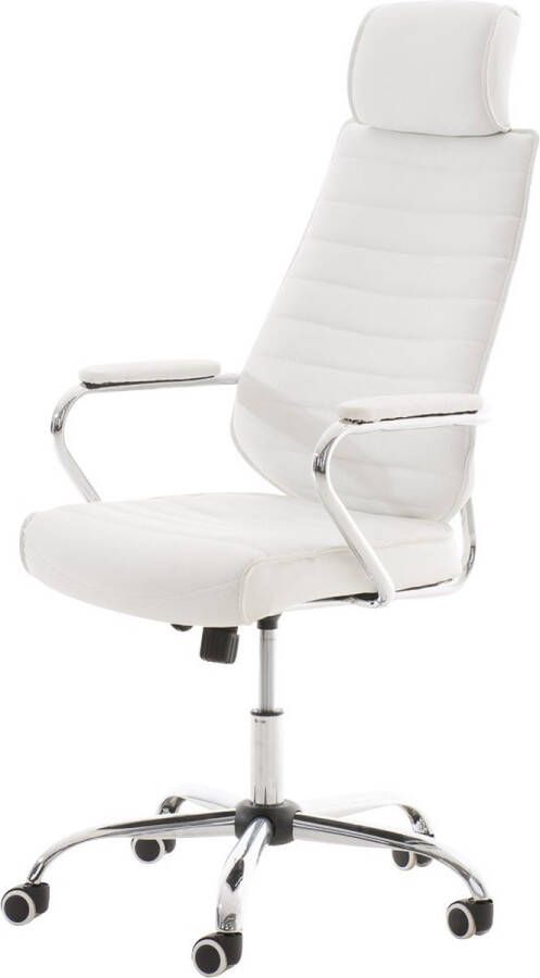Inandoutdoormatch Luxe bureaustoel Zatiro Wit Op wielen Kunstleer Ergonomische bureaustoel In hoogte verstelbaar Voor volwassenen moederdag cadeautje