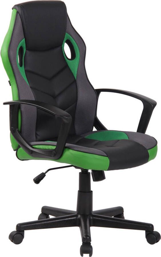 Inandoutdoormatch Luxe Gaming stoel Aurelio Zwart Groen kunstleer Met Rugleuning en Armleuning In hoogte verstelbaar Ergonomisch moederdag cadeautje