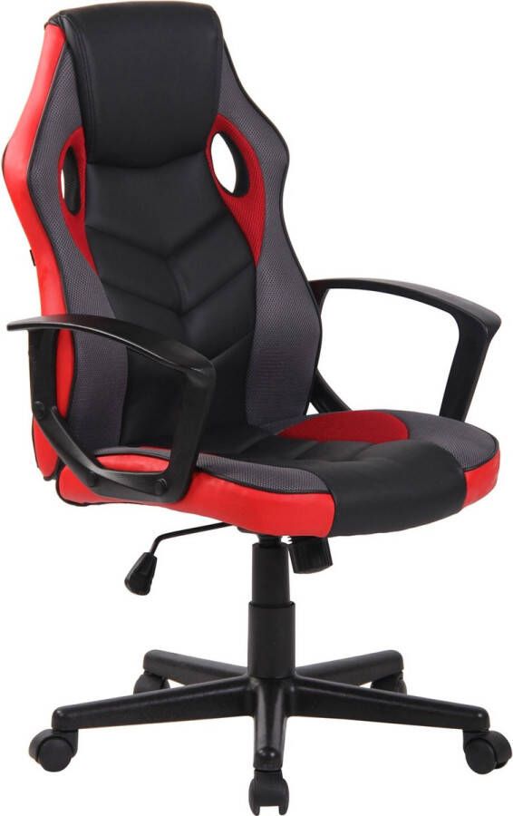 Inandoutdoormatch Luxe Gaming stoel Aurelio Zwart Rood kunstleer Met Rugleuning en Armleuning In hoogte verstelbaar Ergonomisch moederdag cadeautje