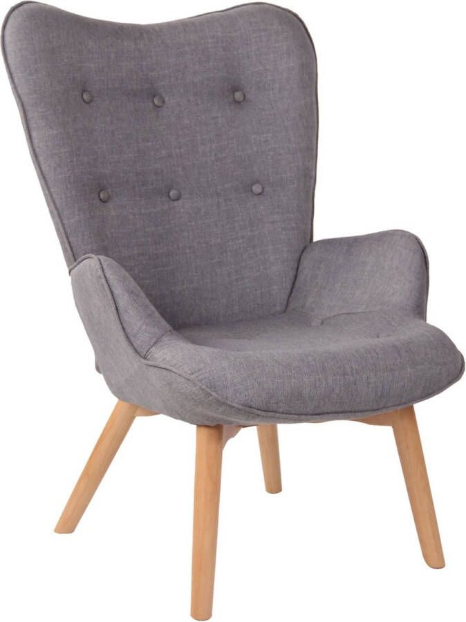 Unbranded Luxe loungestoel Ismaele Eetkamerstoel Grijze stof Houten poten Set van 1 Zithoogte 49 cm Deluxe