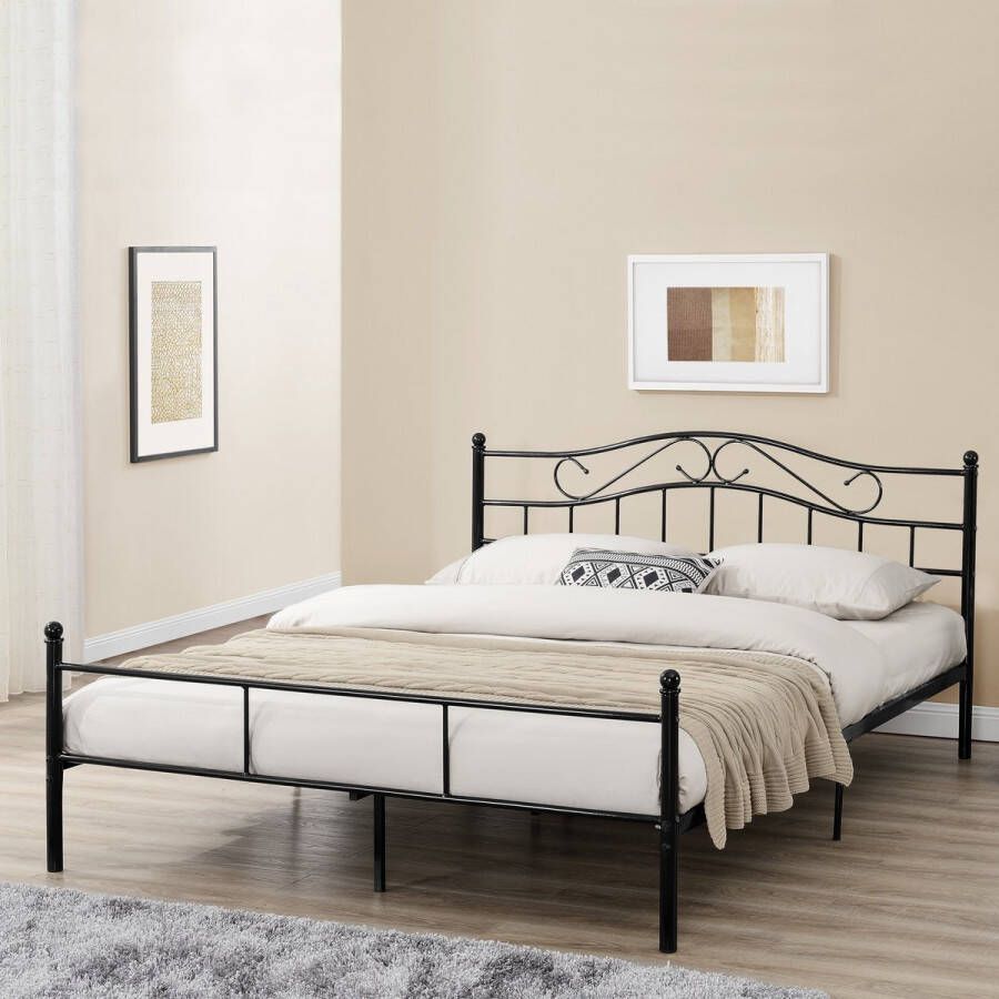 Unbranded Metalen bed Bridgette Twijfelaar incl. Bedbodem 160x200 Zwart Modern design