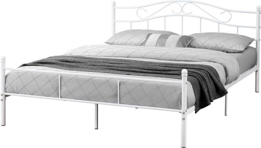 Unbranded Metalen Bed Eline Twijfelaar incl. Bedbodem 140x200 Wit Modern design