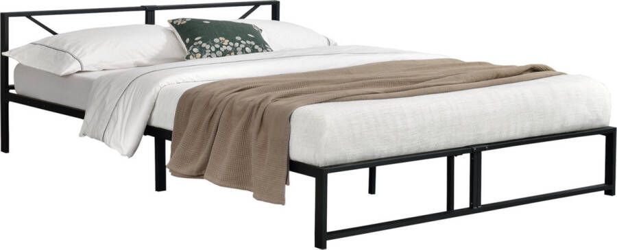 Unbranded Metalen bed Germaine Bedframe Met bedbodem Zwart 180x200 Staal Modern design - Foto 2