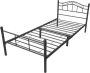 Unbranded Metalen bedframe Antonio incl. Bedbodem 90x200 cm Zwart Staal Stijlvol design - Thumbnail 1