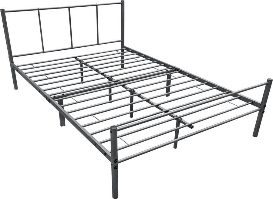 Unbranded Metalen Bedframe Marco incl. Bedbodem 120x200 cm Donkergrijs Stalen frame gepoedercoat