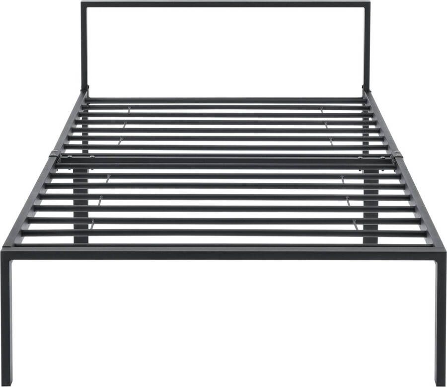 Unbranded Metalen Bedframe Reanna Zwart Met matras 90x200 cm Staal en Koudschuim Modern Design