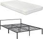 Unbranded Metalen Bedframe Tricia Zwart Met matras 160x200 cm Staal en Koudschuim Modern Design - Thumbnail 1
