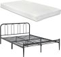 Unbranded Metalen Bedframe Verity Zwart Met matras 160x200 cm Staal en Koudschuim Modern Design - Thumbnail 1