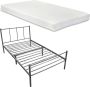 Unbranded Metalen Bedframe Wrenley Met Matras 90x200 cm Donkergrijs Modern Design - Thumbnail 1