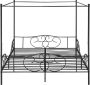 Unbranded Metalen Hemelbed Karen Met Bedbodem en Matras 180x200 cm Zwart Stabiel Frame Minimalistisch Design - Thumbnail 1