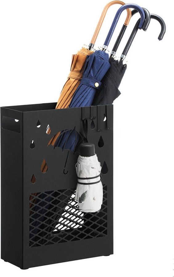 Inandoutdoormatch Metalen Paraplubak Parapluhouder van 41cm Hoog Zwart moederdag cadeautje - Foto 2