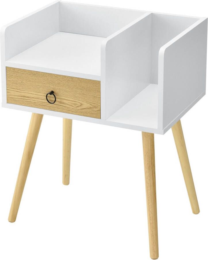 Unbranded Modern nachtkastje Robina 64x50x36 cm Wit en Hout Spaanplaat en Vurenhout Modern Design