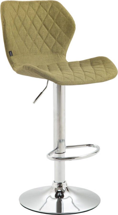 In and outdoor match Moderne Barkruk Claudia Olijfgroen Chroom Luxe Design Rugleuning Voetensteun Voor Keuken en Bar Gestoffeerde Zitting