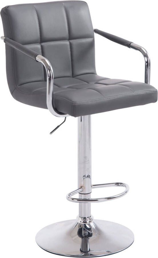 Inandoutdoormatch Moderne Barstoel met rugleuning Set van 1 Ergonomisch Barkruk keuken of kantine Grijs In hoogte verstelbaar 61-81cm Vaderdag cadeau