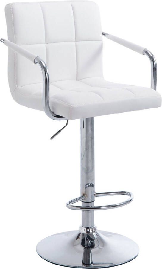 Inandoutdoormatch Moderne Barstoel met rugleuning Set van 1 Ergonomisch Barkruk keuken of kantine Wit In hoogte verstelbaar 61-81cm Vaderdag cadeau