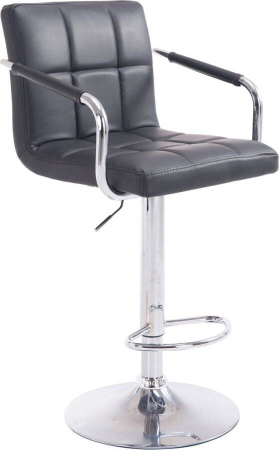 Inandoutdoormatch Moderne Barstoel met rugleuning Set van 1 Ergonomisch Barkruk keuken of kantine Zwart In hoogte verstelbaar 61-81cm Vaderdag cadeau
