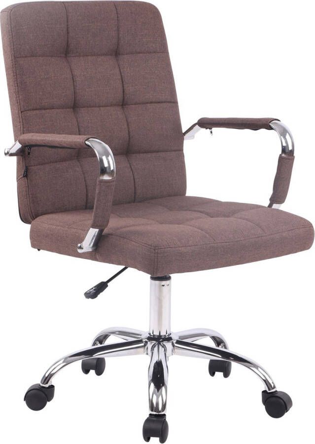 Inandoutdoormatch Moderne bureaustoel bruin Stof Ergonomische stoel Office chair Verstelbaar Voor volwassenen moederdag cadeautje