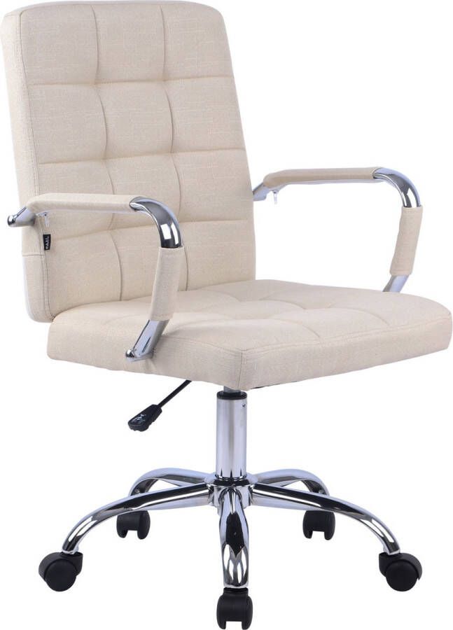 Inandoutdoormatch Moderne bureaustoel creme Stof Ergonomische stoel Office chair Verstelbaar Voor volwassenen moederdag cadeautje