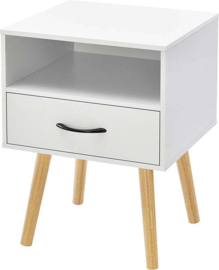 Unbranded Nachtkastje Cassandra Met Lade en Open Vak 57x42x40 cm Wit Modern Design