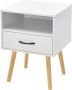 Unbranded Nachtkastje Cassandra Met Lade en Open Vak 57x42x40 cm Wit Modern Design - Thumbnail 1