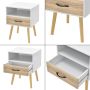 Unbranded Nachtkastje Fenton Met Lade en Open Vak 57x42x40 cm Wit en Eiken Modern Design - Thumbnail 3