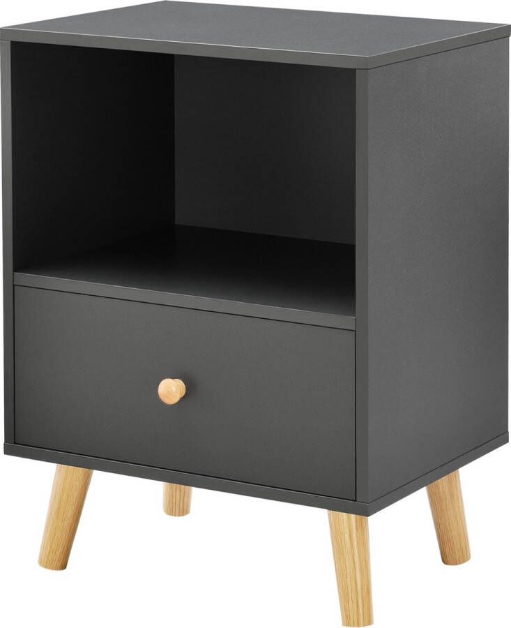 Unbranded Nachtkastje Jared Met Lade en Open Vak 54x40x30 cm Wit en Donkergrijs Modern Design