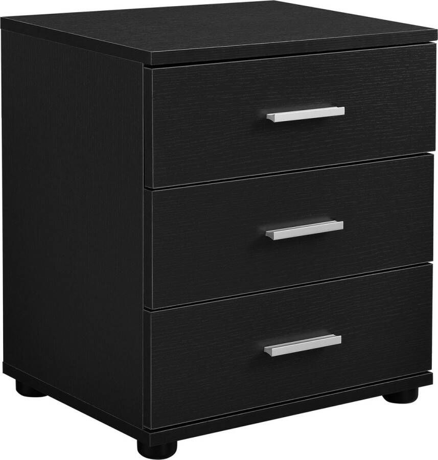 Unbranded Nachtkastje Sileas Ladekast Met 3 Laden 45x34x50 cm Zwart Spaanplaat