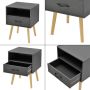 Unbranded Nachtkastje Warren Met Lade en Open Vak 57x42x40 cm Donkergrijs Modern Design - Thumbnail 2