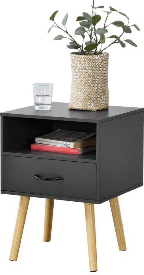 Unbranded Nachtkastje Warren Met Lade en Open Vak 57x42x40 cm Donkergrijs Modern Design