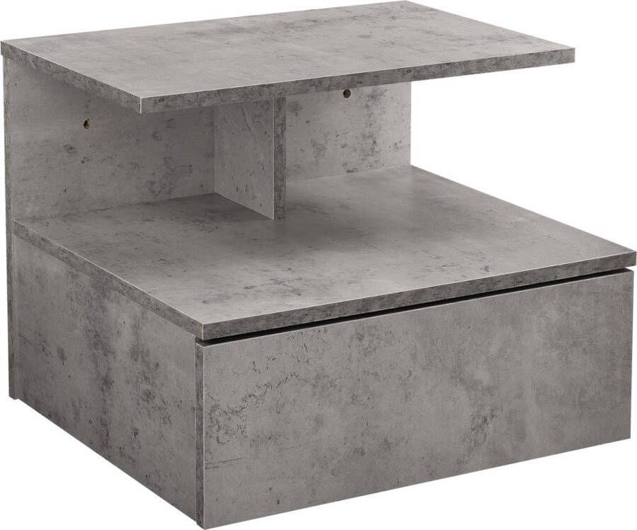 Unbranded Nachtkastje Zwevende Barbe Met Lade 40x35x31 cm Betonlook Spaanplaat Stijlvolle uitstraling