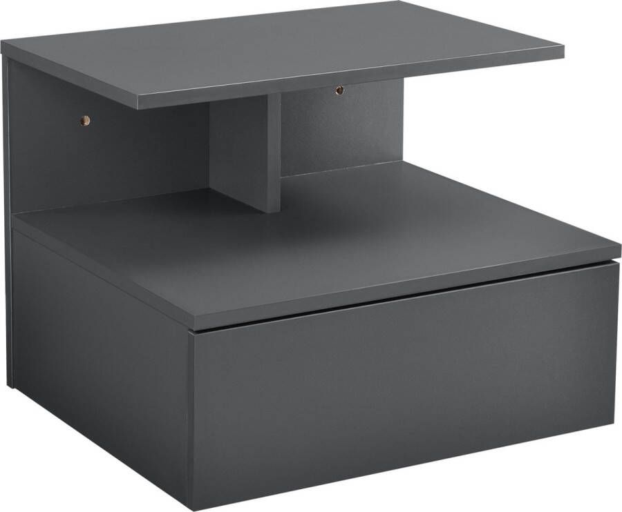 Unbranded Nachtkastje Zwevende Jarrod Met Lade 40x35x31 cm Donkergrijs Spaanplaat Stijlvolle uitstraling
