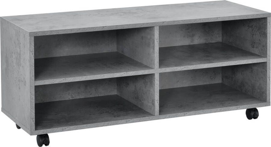 Unbranded Opbergkast Anatole Open Kast Op Wielen Betonkleurig Spaanplaat Modern Design