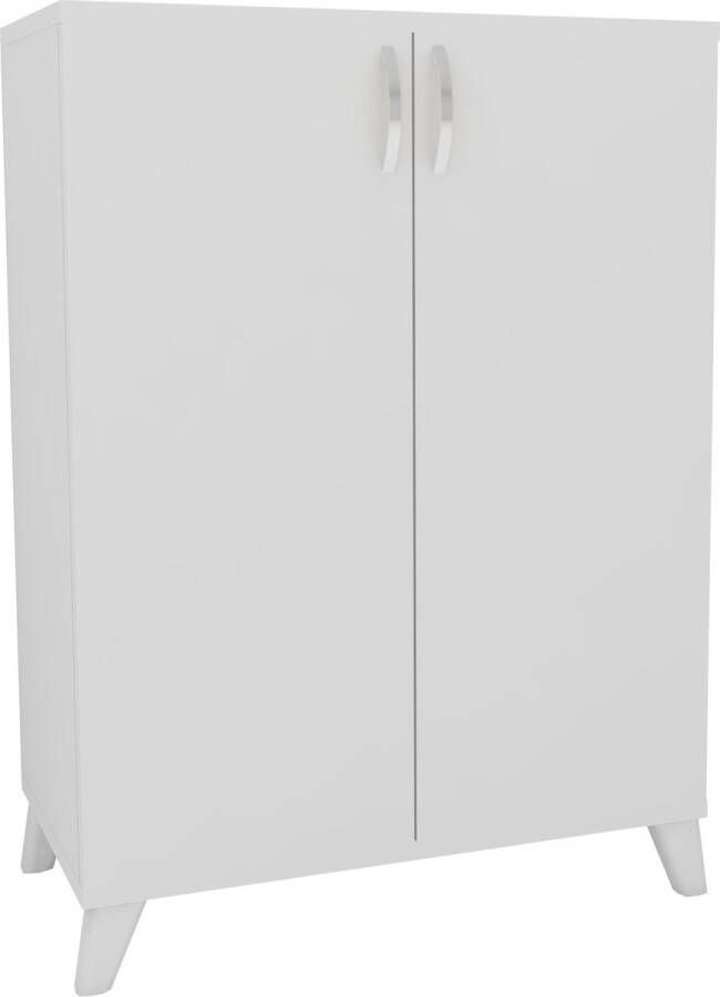 Unbranded Opbergkast Ciriaco 86 5x72x32 5 cm Wit Spaanplaat 2 Deuren 4 Opbergvakken Stijlvolle Kast - Foto 2
