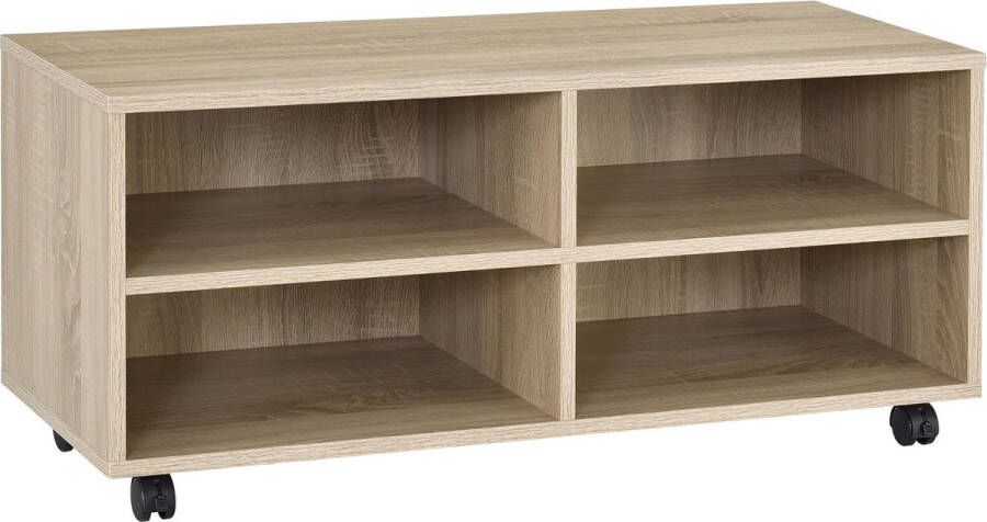 Unbranded Opbergkast Heitor Open Kast Op Wielen Eikenkleurig Spaanplaat Modern Design