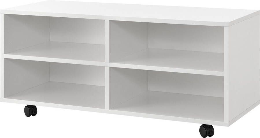 Unbranded Opbergkast Melania Op Wielen 90x35x41 cm Wit Spaanplaat Modern Design