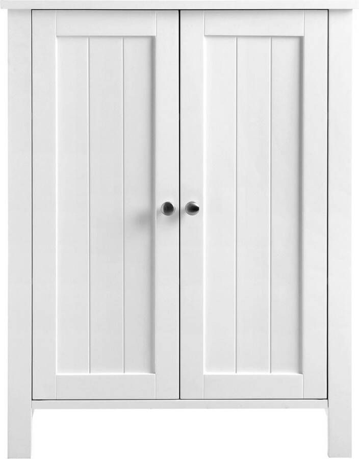 Inandoutdoormatch Opbergkast met deuren Binnen Woonkamer Badkamer Werkplaats Garage Hout Wit 60x80x30cm moederdag cadeautje - Foto 3