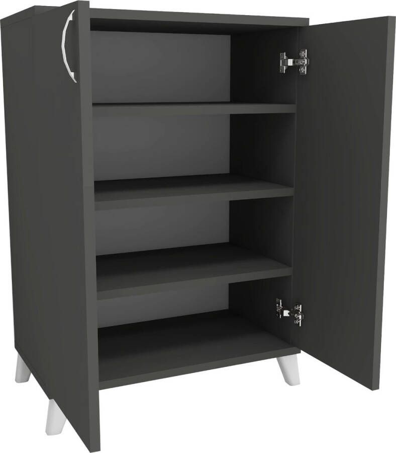 Unbranded Opbergkast Payton 86 5x72x32 5 cm Wit en Antraciet Spaanplaat 2 Deurs 4 Opbergvakken Stijlvolle Kasten wit - Foto 2