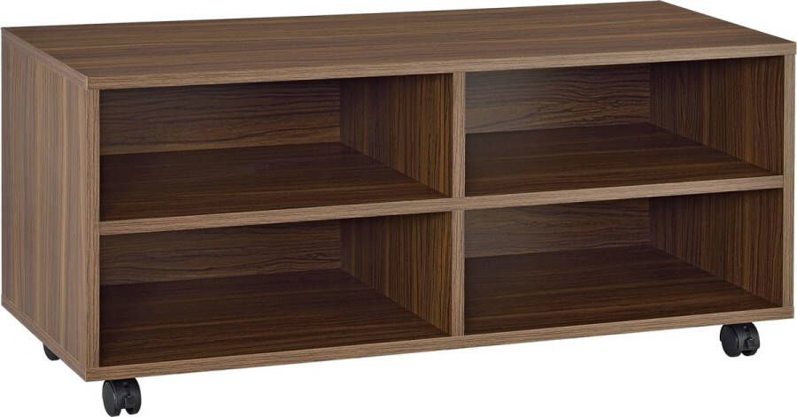 Unbranded Opbergkast Thalita Open Kast Op Wielen Houtkleur Donker Spaanplaat Modern Design