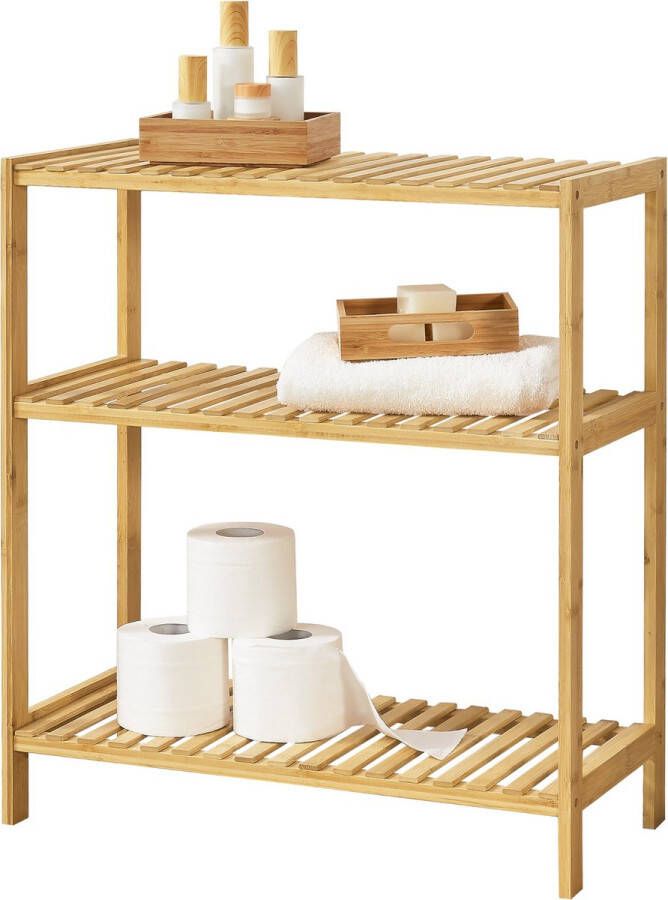 Unbranded Opbergrek Ariyah Staand rek Met 3 bamboe planken Klassiek ontwerp - Foto 2