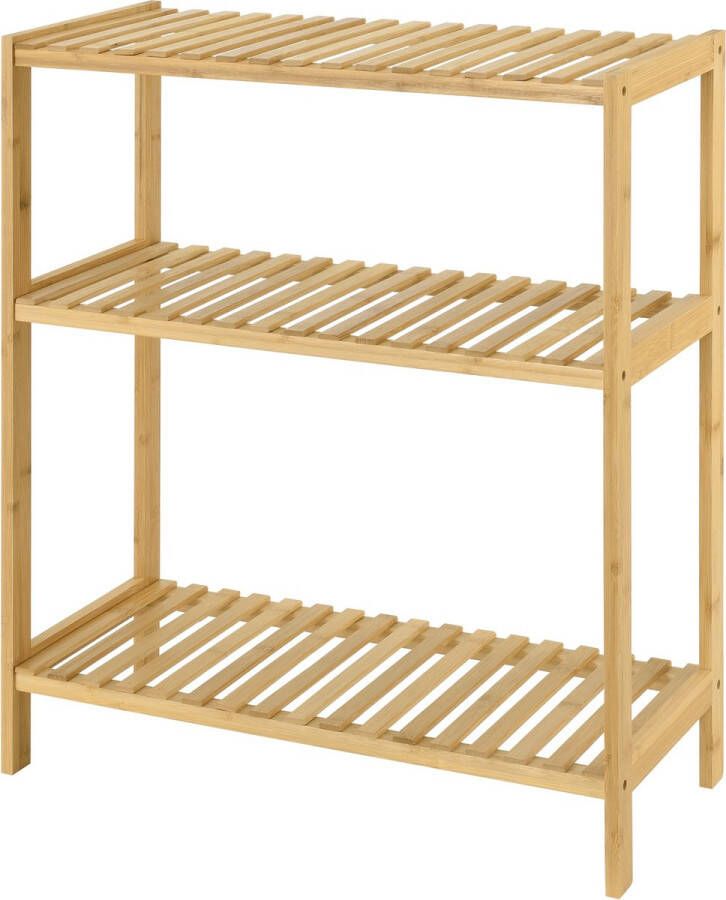 Unbranded Opbergrek Ariyah Staand rek Met 3 bamboe planken Klassiek ontwerp