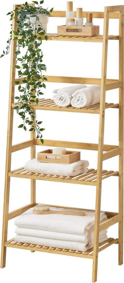 Unbranded Opbergrek Finley Staand rek Met 4 Planken 48x32x123 cm Bamboe Minimalistisch Design - Foto 2