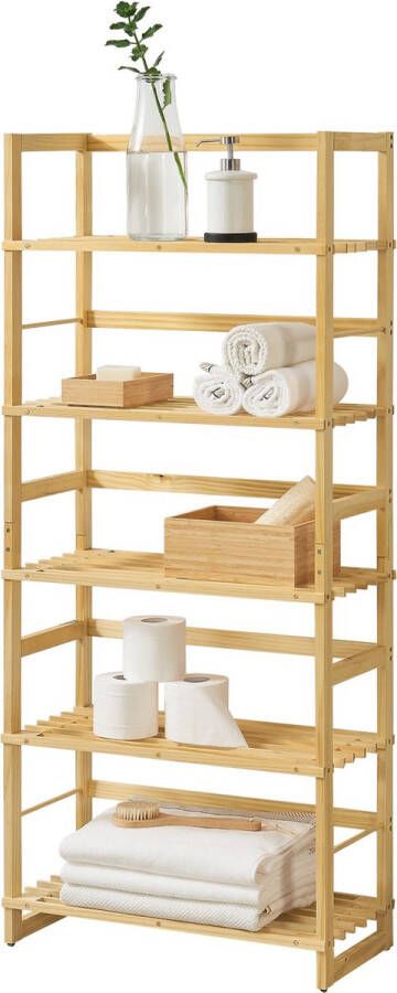 Unbranded Opbergrek Manuela Staand rek Met 5 planken Bamboe Minimalistisch design - Foto 2