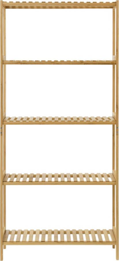 Unbranded Opbergrek Michaela Staand rek Met 5 Bamboe Planken Klassiek Design