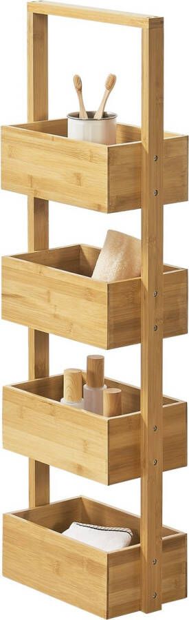 Unbranded Opbergrek Wolter Staand rek Met 4 manden Bamboe Minimalistisch design - Foto 3