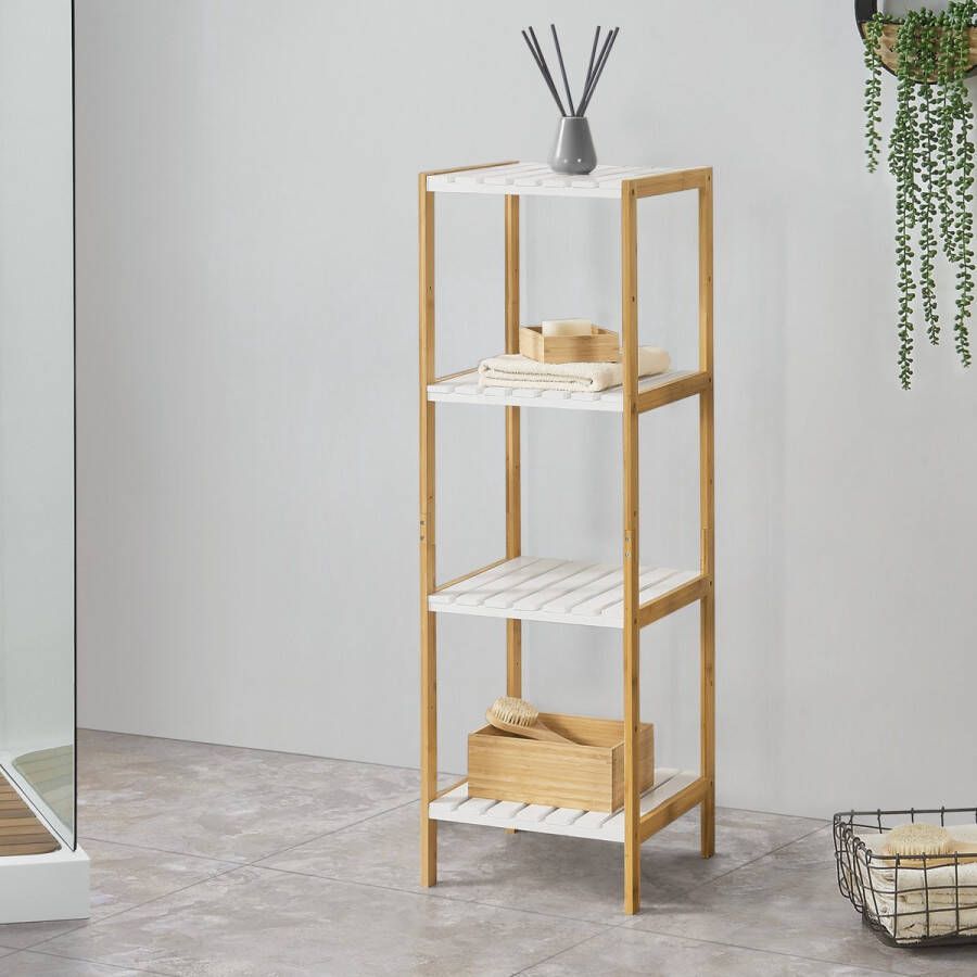 Unbranded Opbergrek Xandra Staand rek Met 4 Planken Bamboe Minimalistisch design - Foto 2