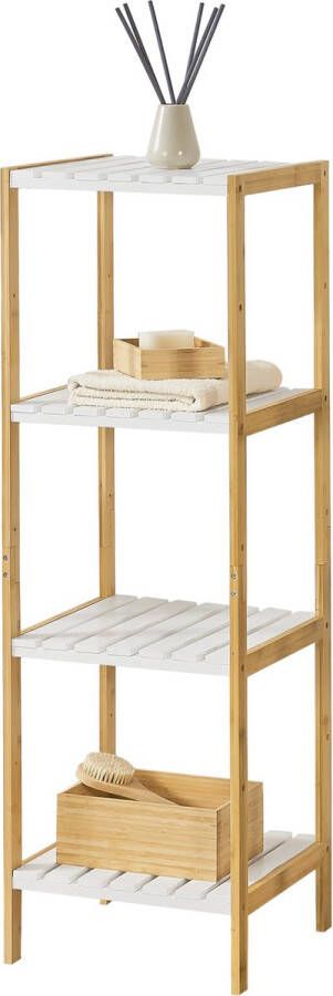 Unbranded Opbergrek Xandra Staand rek Met 4 Planken Bamboe Minimalistisch design