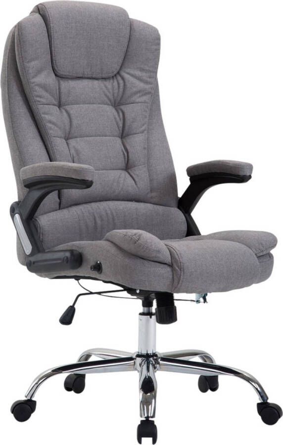 Inandoutdoormatch Premium Bureaustoel Biancamaria XL stof Lichtgrijs Op wielen Ergonomische bureaustoel Voor volwassenen In hoogte verstelbaar moederdag cadeautje