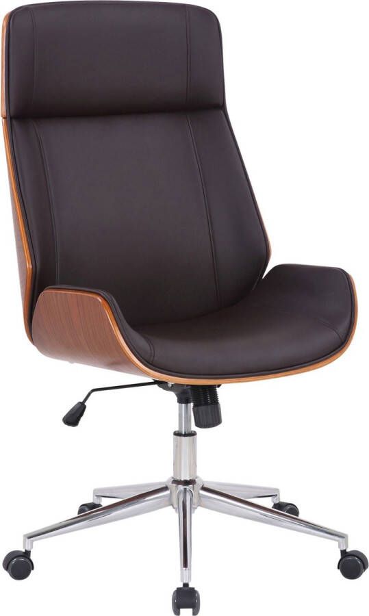 Unbranded Premium bureaustoel Giulio Bruin imitatieleer Hoogte verstelbaar 44 52 cm Ergonomisch Luxe